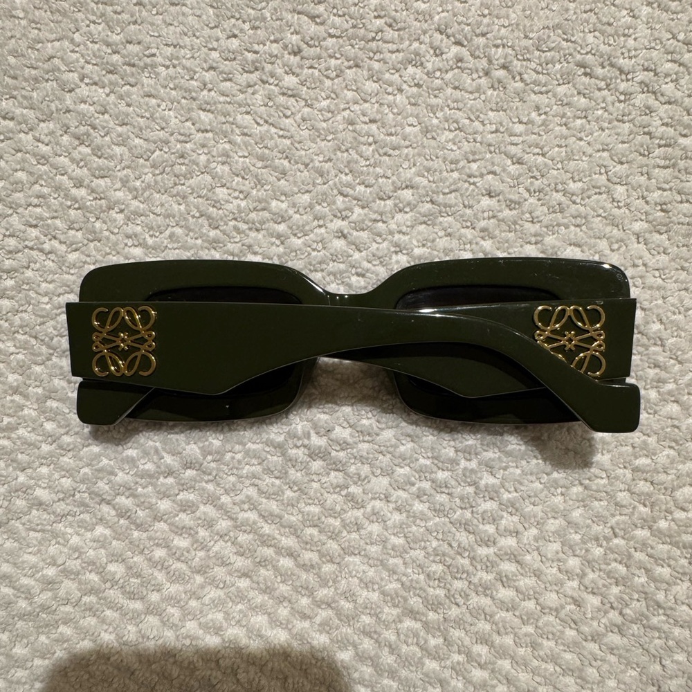 Olive Green Rectangular Sunglasses - image 4